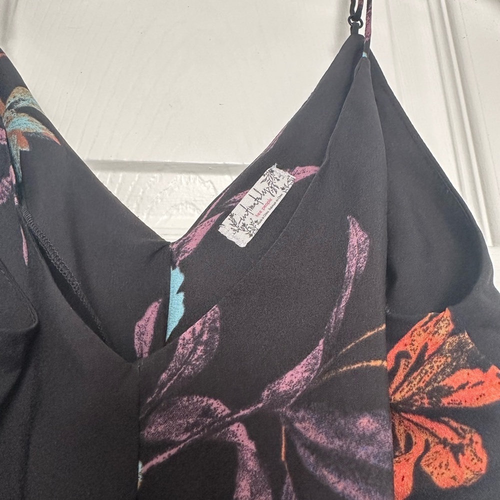 Intimately by Free People Black Floral V-Neck Slip Mini Dress - Size S - EUC - Picture 5 of 5